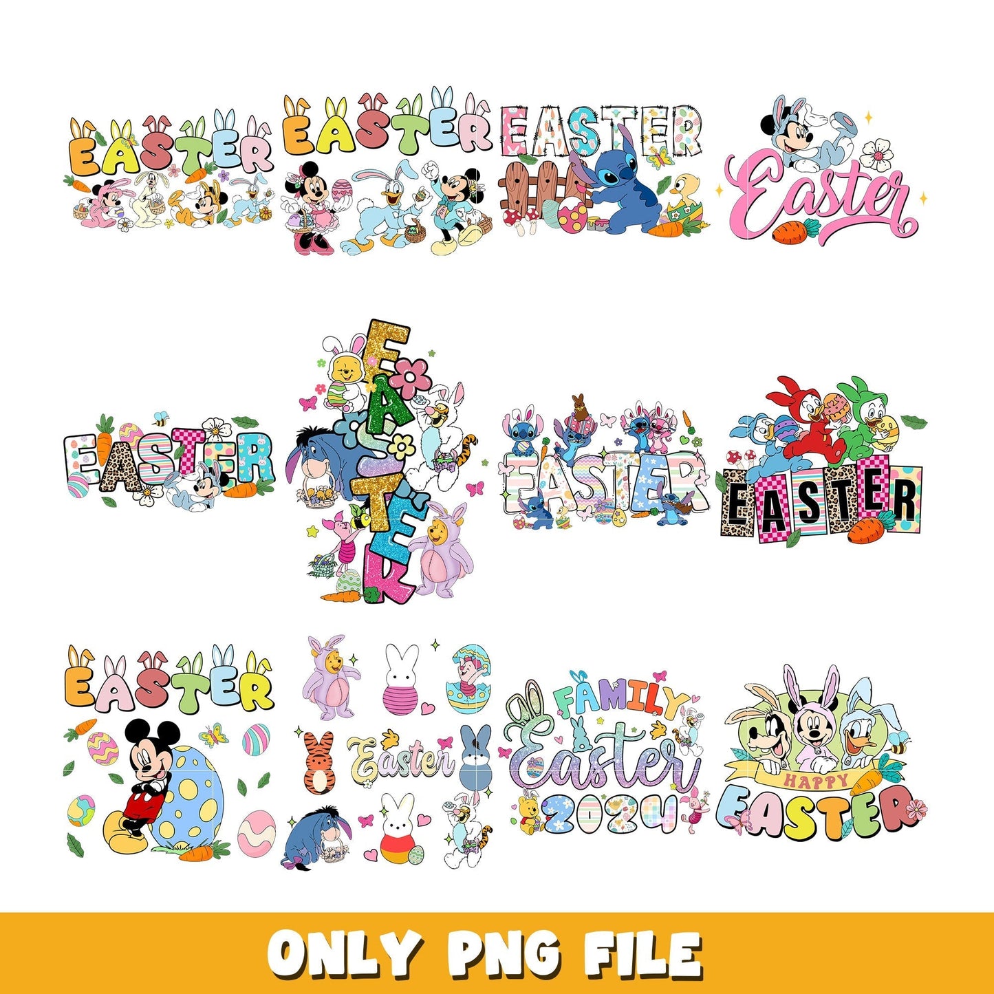 Mickey and friend happy easter bundle png, Disney cartoon png, Digital download
