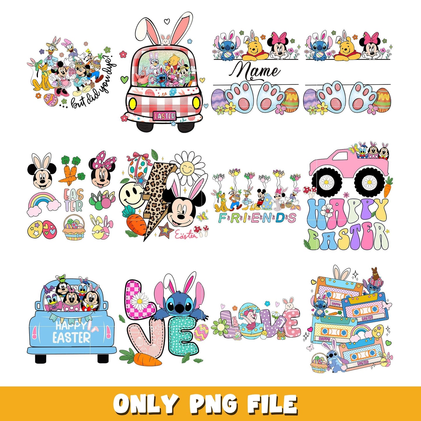 Disney easter friends bundle png, Disney cartoon png, Digital download