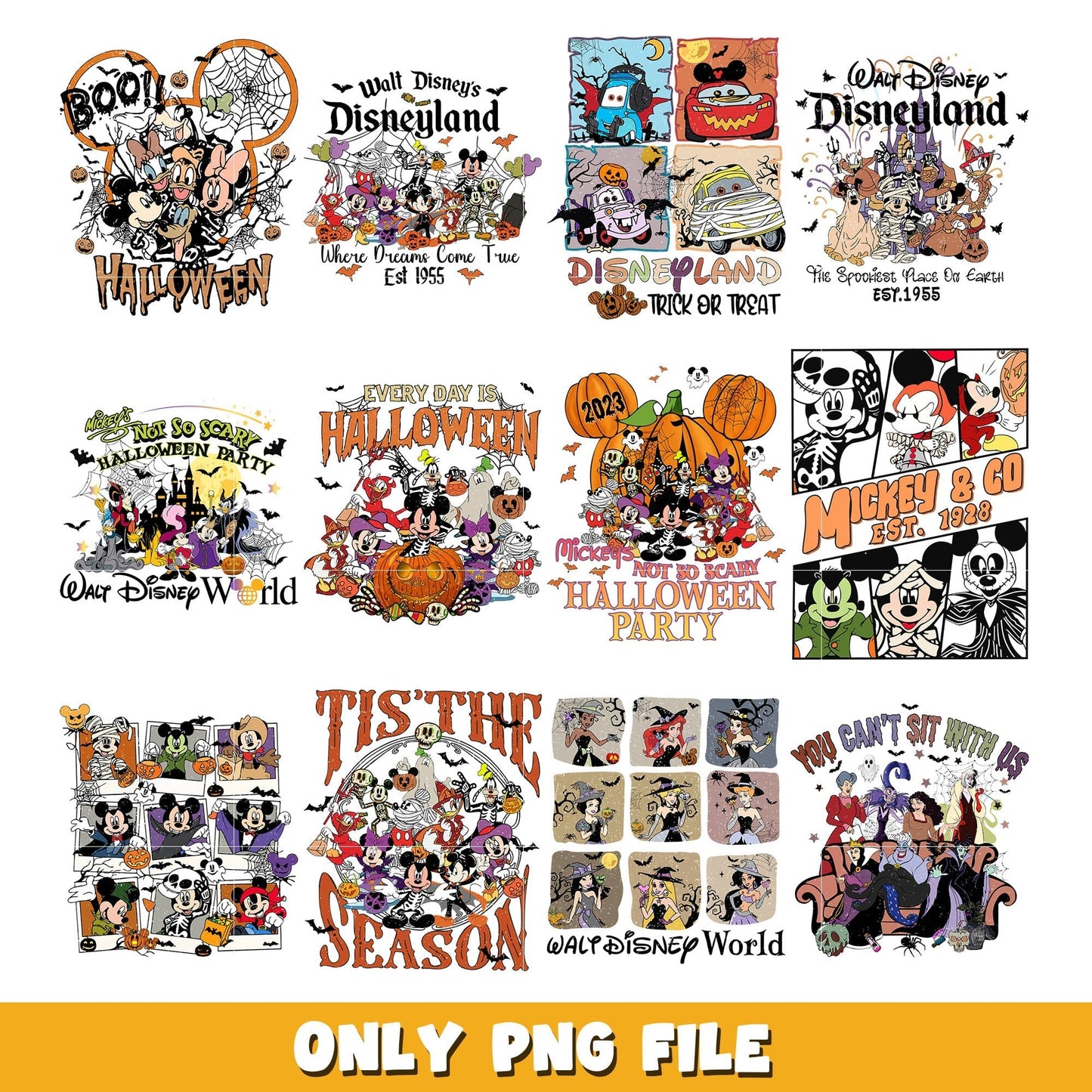 Disneyland halloween png bundle, Disney halloween png, Disney png