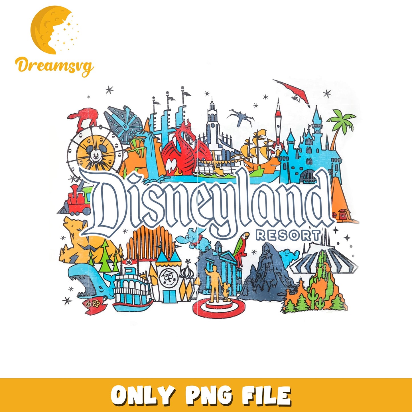 Disneyland Resort Colorful PNG Art Download Printable