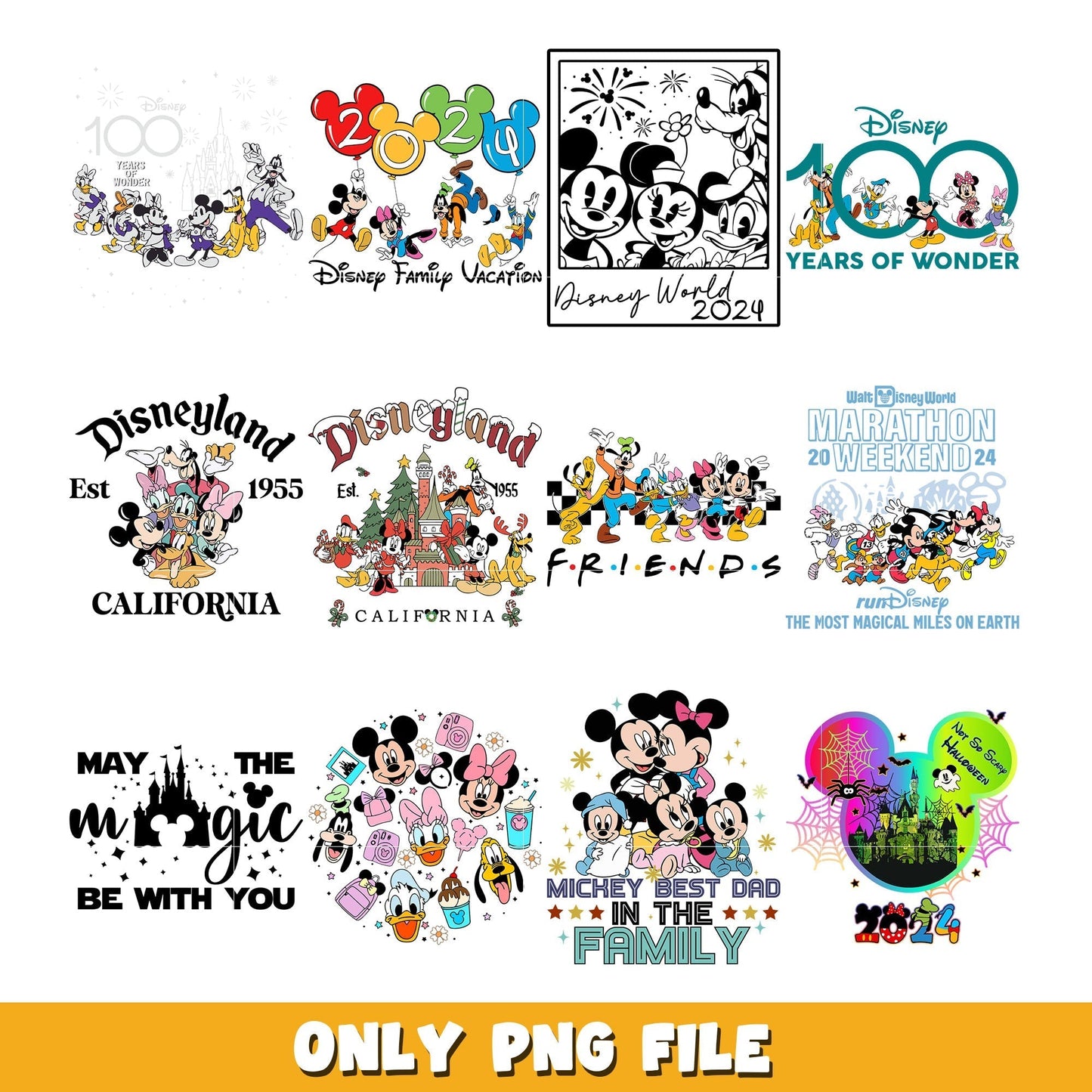Mickey Mouse and friends Christmas bundle png, Disney cartoon png, Digital download