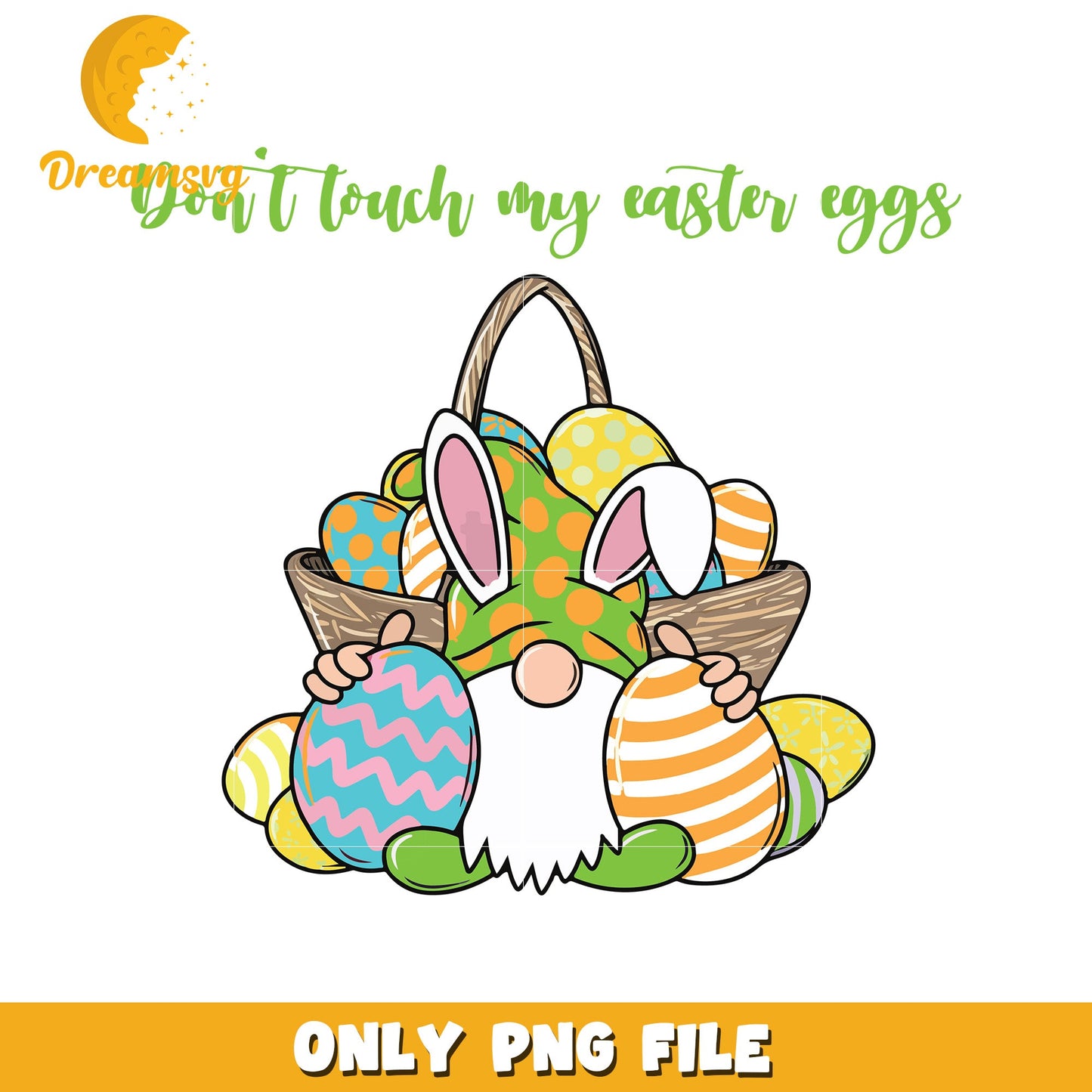 Don't touch my easter eggs png, easter day eggs png, gnome png
