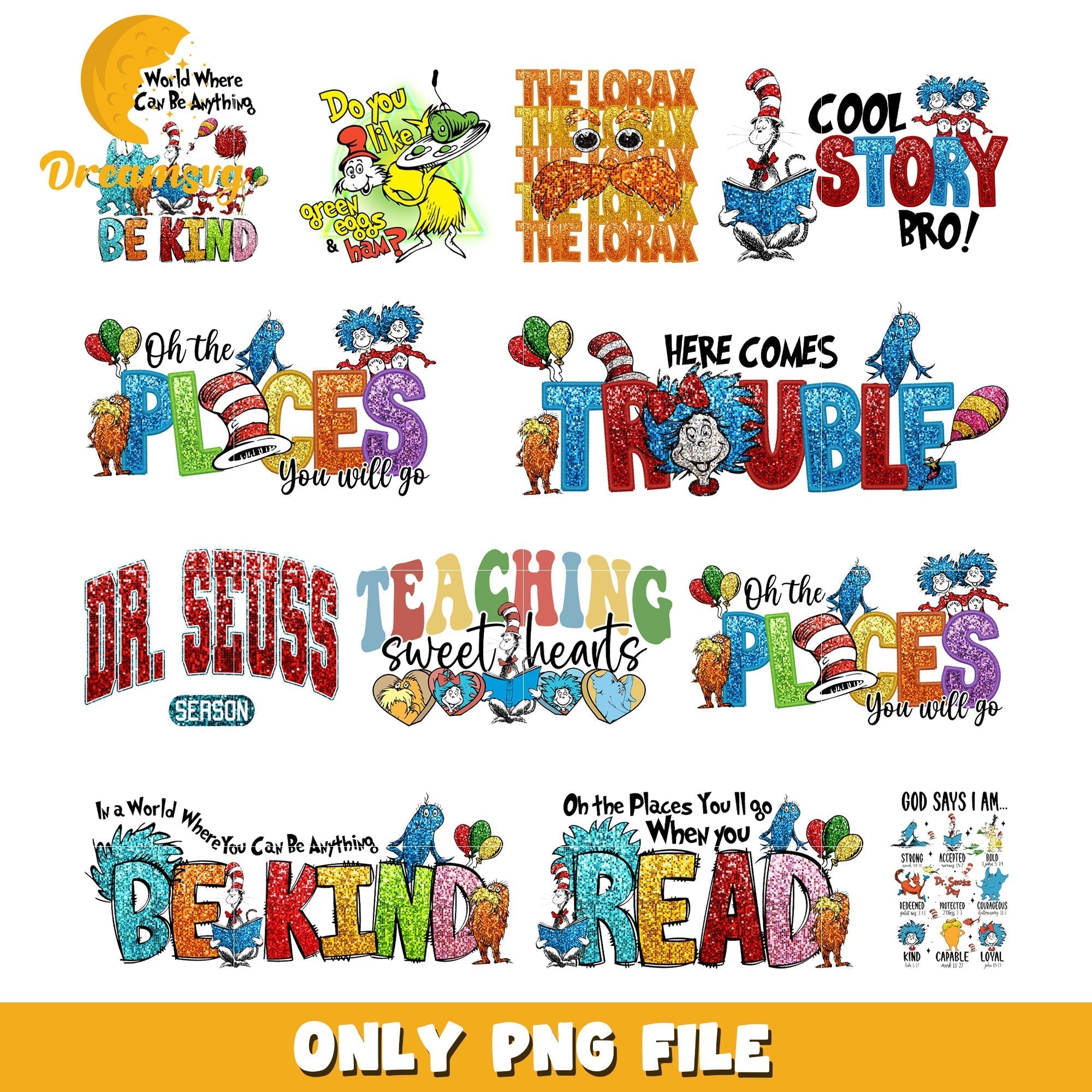 Dr.Seuss quotes bundle png, oh the places you'll go png – Printy Studio