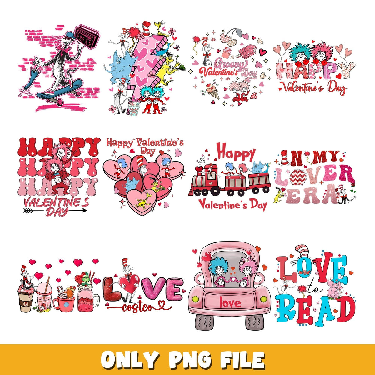 Dr Seuss love png, Dr Seuss bundle png, cartoon png