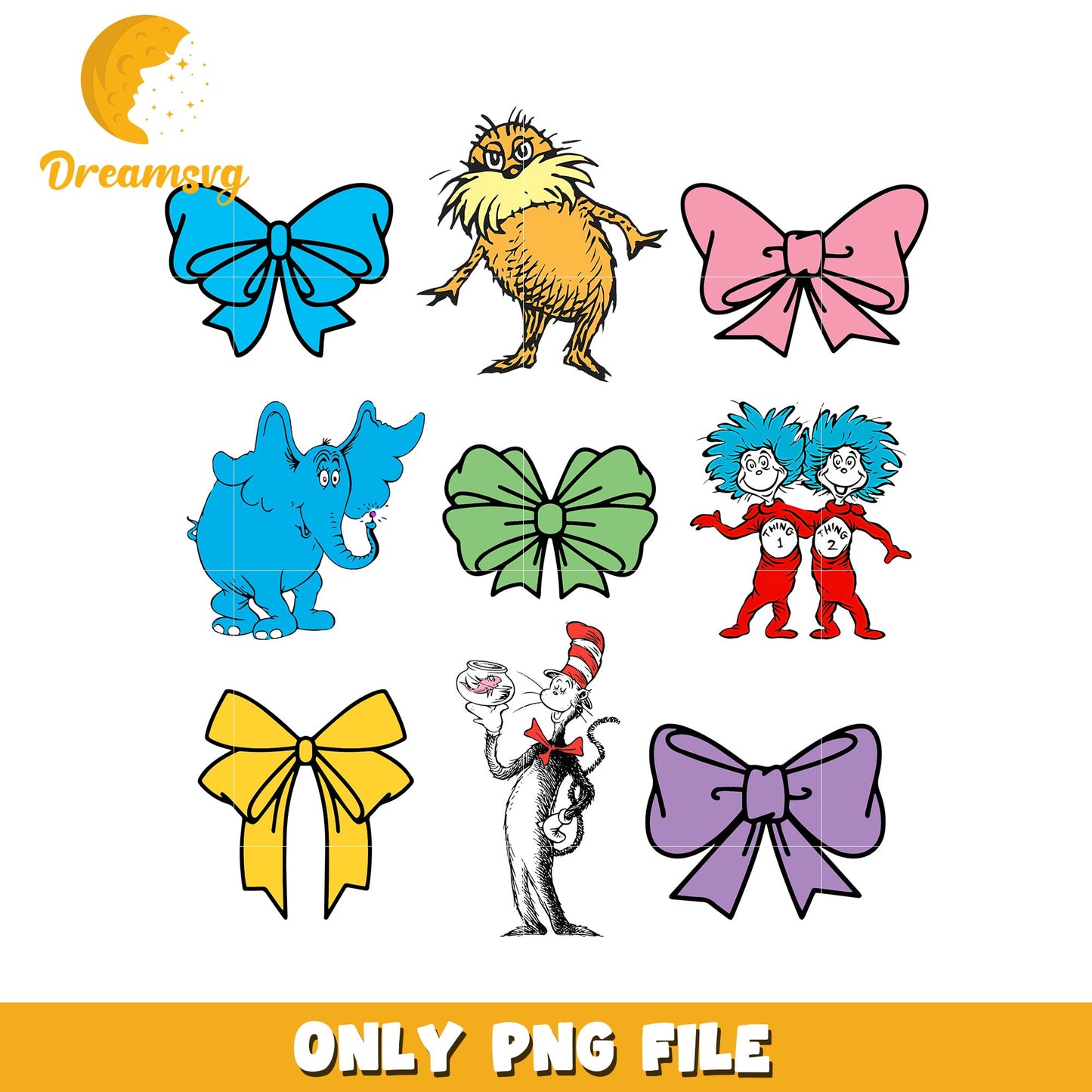 Dr Seuss Bow PNG Clipart Set