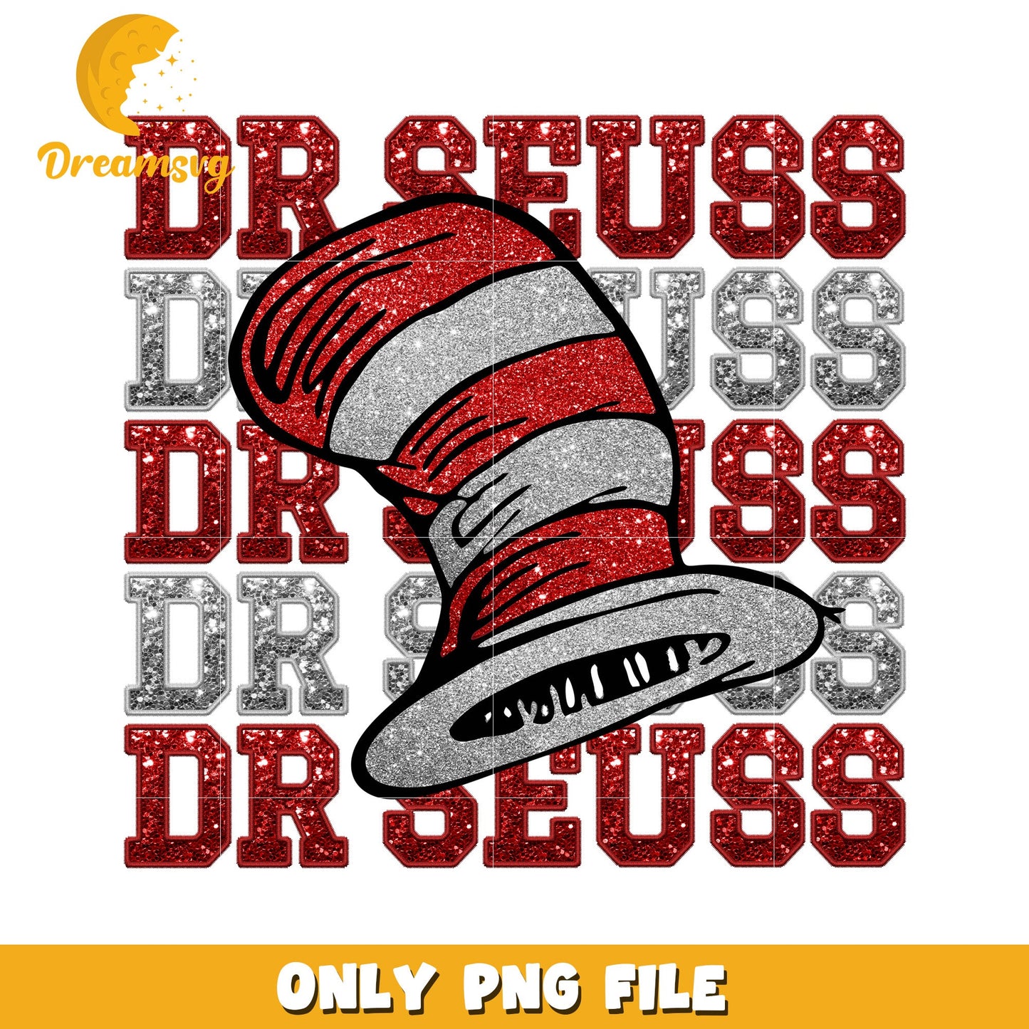 Dr Seuss Glitter Hat PNG Sublimation