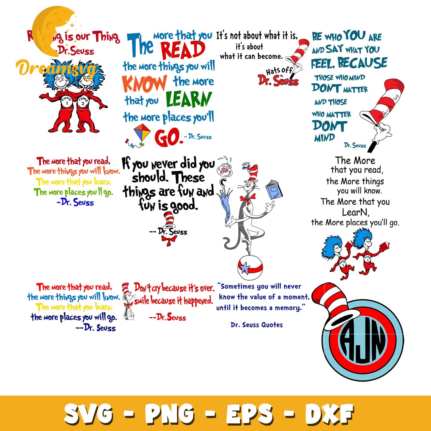 Dr Seuss Quotes Bundle SVG Learning Inspiration