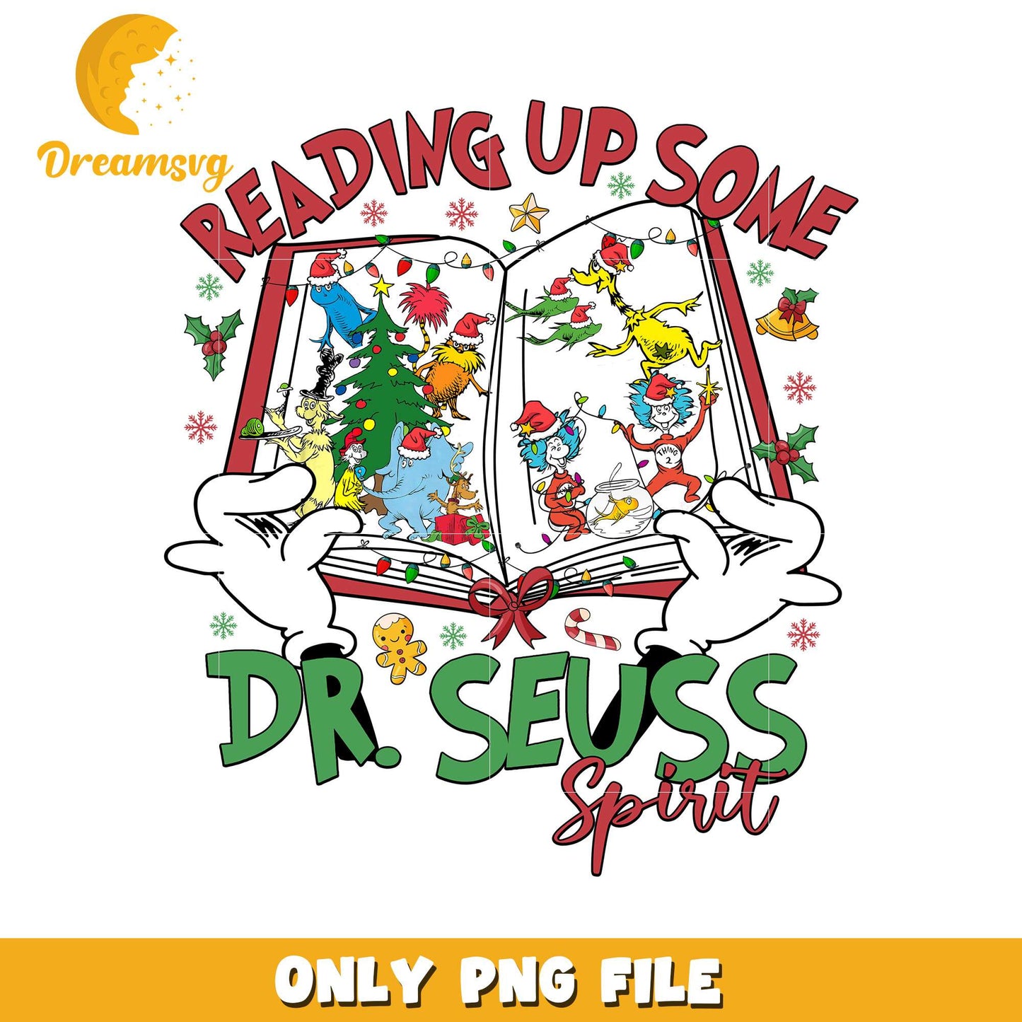 Dr Seuss Reading Up Some Holiday Spirit PNG Design