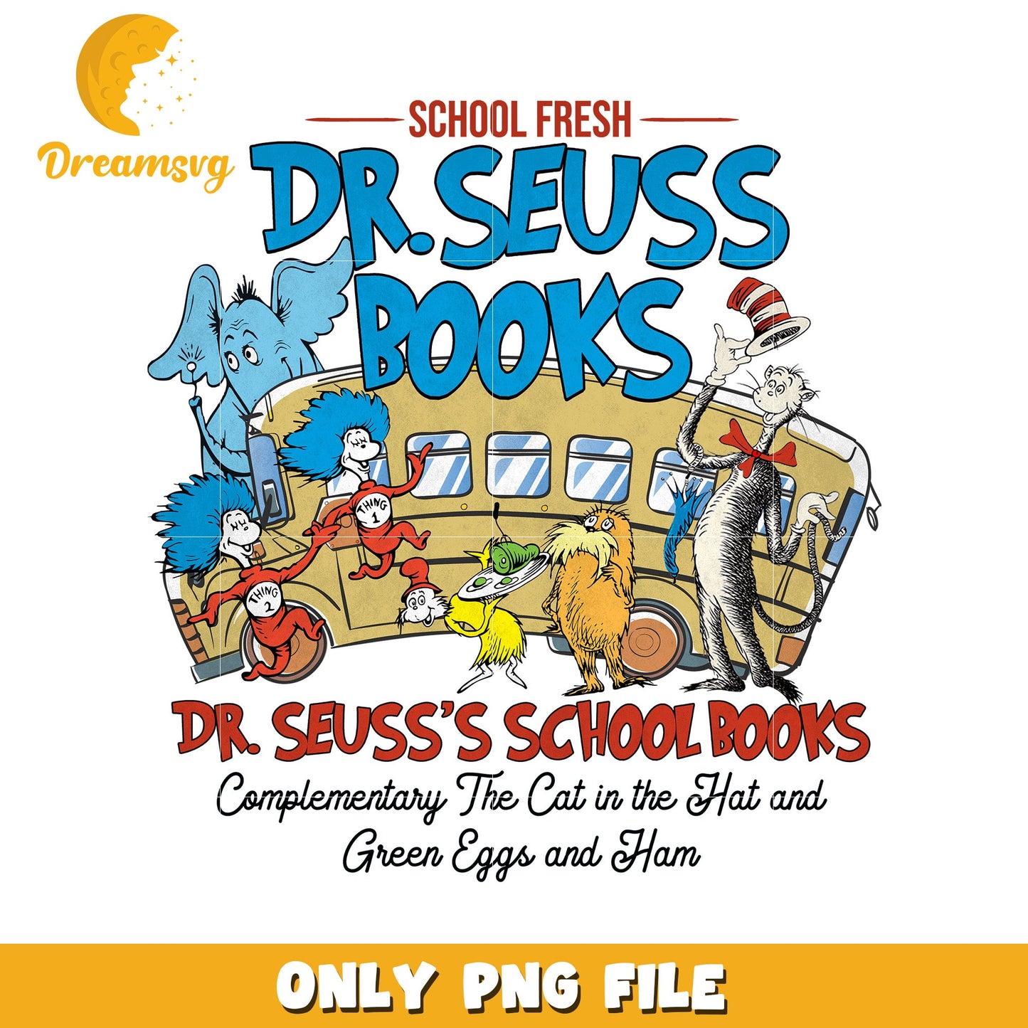 Dr Seuss School Books PNG Design for Kids Reading Fun