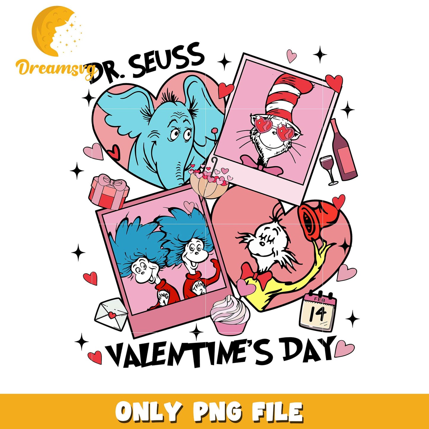 Dr Seuss Valentine’s Day Cute Character PNG Artwork