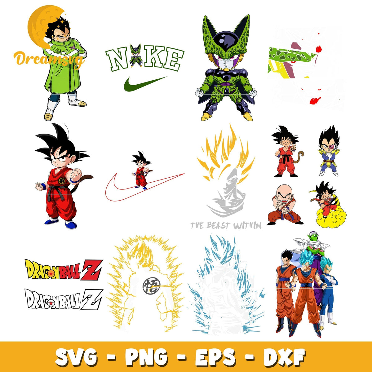 Son goku kid character bundle design svg, dragon ball anime svg