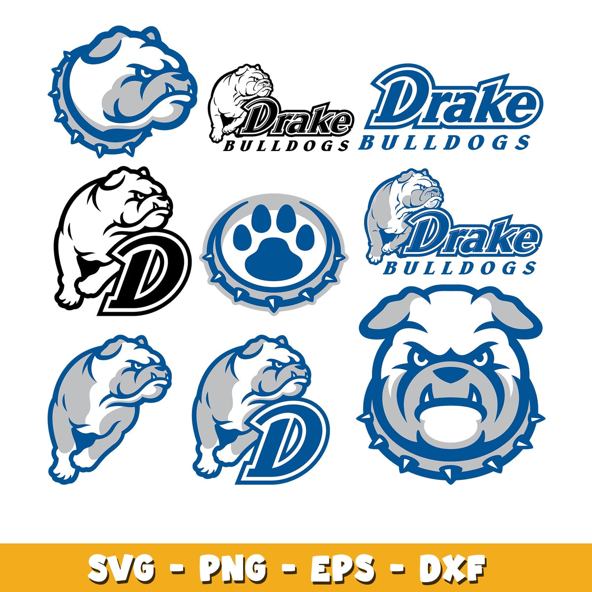 Logo Drake Bulldogs bundle ncaa svg, Drake Bulldogs logo svg, ncaa svg