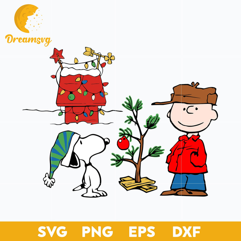 Charlie Brown And Snoopy SVG, Snoopy Christmas SVG, Christmas SVG, PNG DXF EPS Digital File.