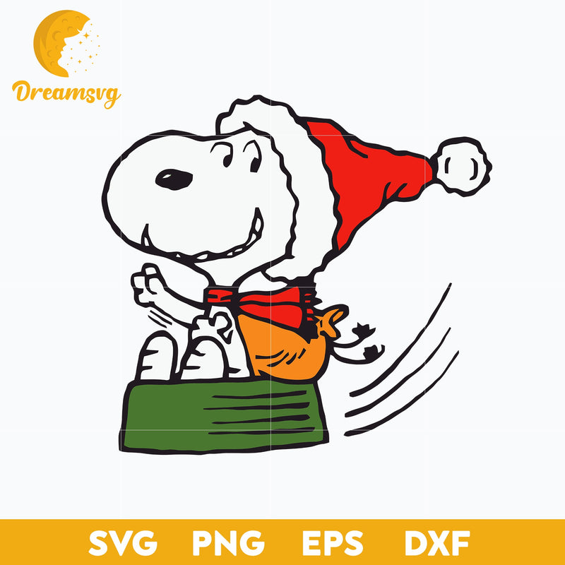 Snoopy Santa Hat Christmas SVG, Christmas SVG, PNG DXF EPS Digital File.