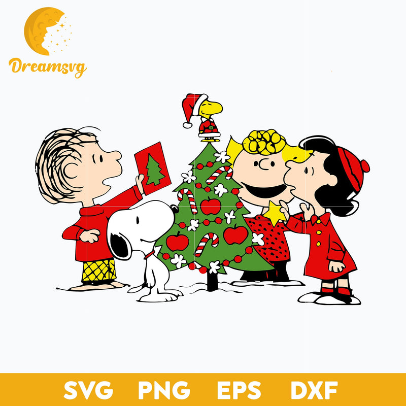 Merry Christmas Peanuts Friends SVG, Charlie Brown, Lucy, Snoopy, Woodstock SVG, Christmas SVG, PNG DXF EPS Digital File.