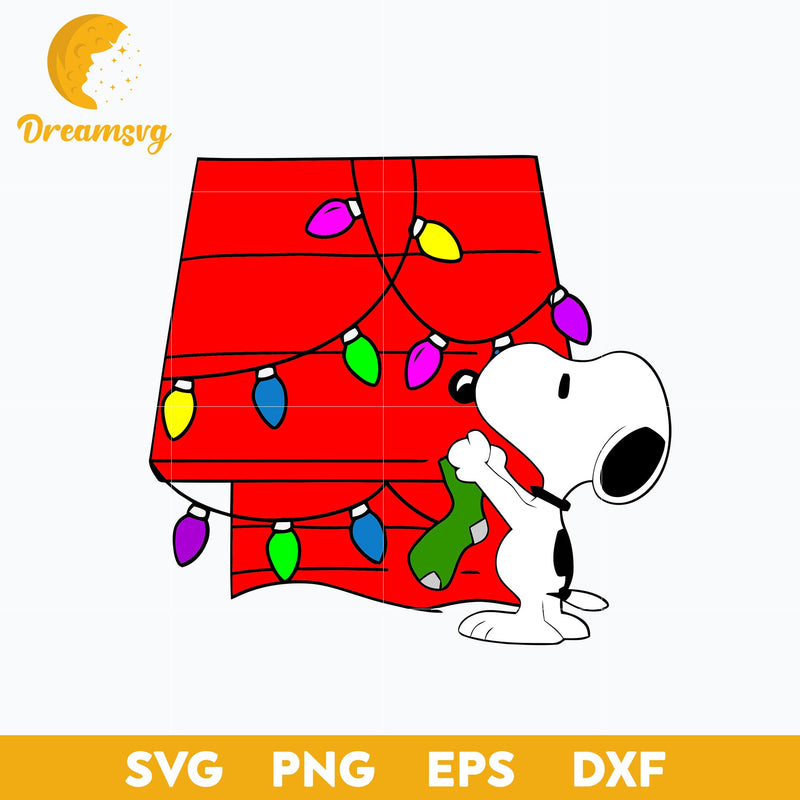 Snoopy House Merry Christmas SVG, Christmas SVG, PNG DXF EPS Digital File.