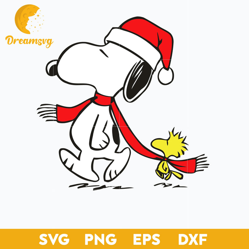 Snoopy And Charlie Brown SVG, Snoopy Santa Hat SVG, Christmas SVG, PNG DXF EPS Digital File.