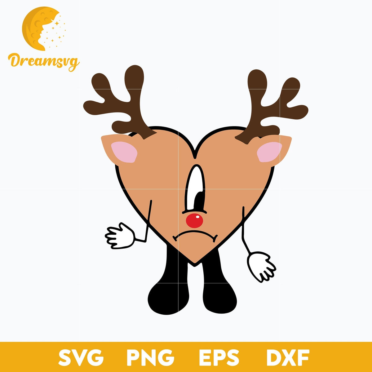Reindeer Sin Ti Christmas SVG, Bad Bunny Heart Christmas SVG, Bunny Christmas SVG, Christmas SVG, PNG DXF EPS Digital File.