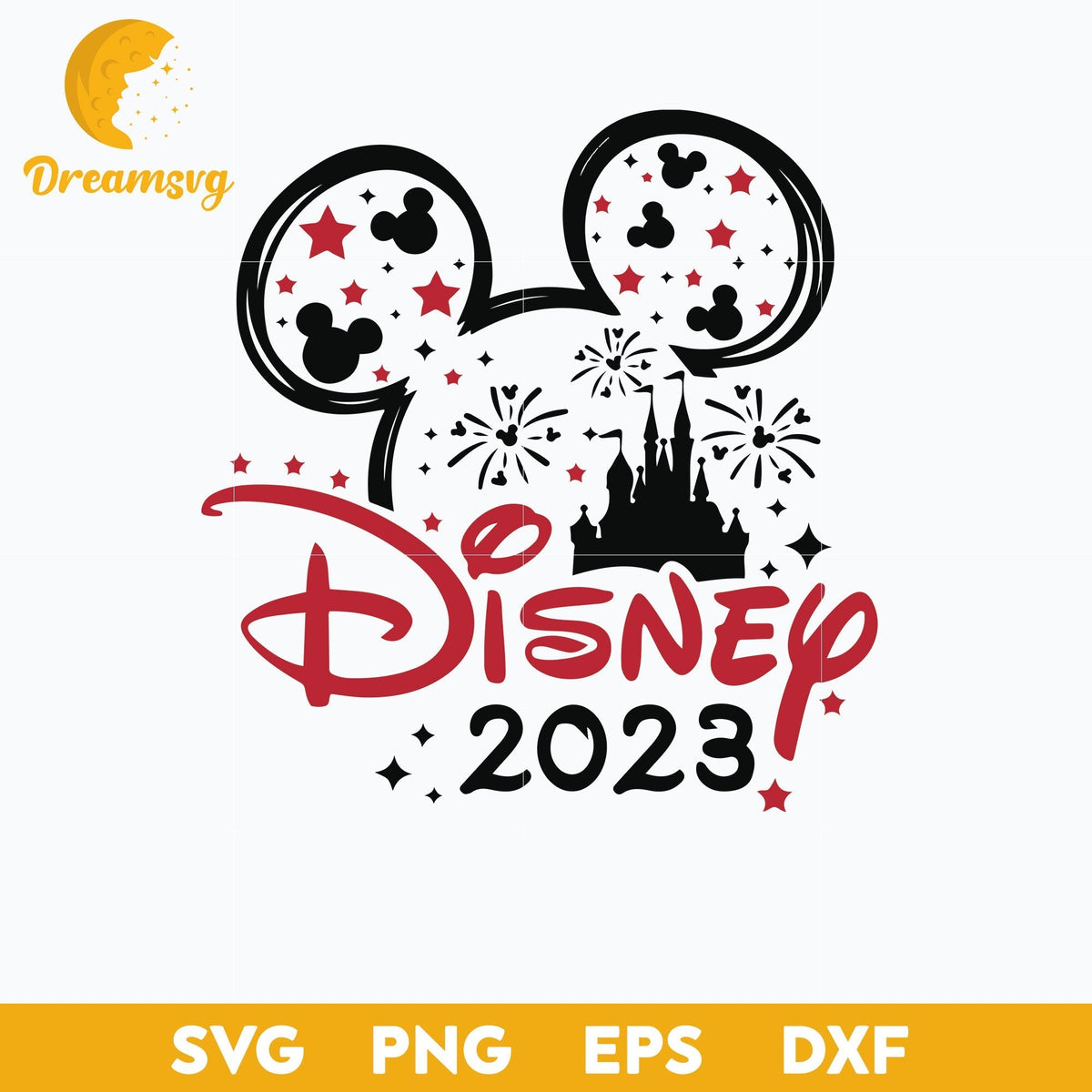 Disney 2023 Svg, Disney Castle Mickey Ears Svg, Disney Svg, Png Dxf Eps File