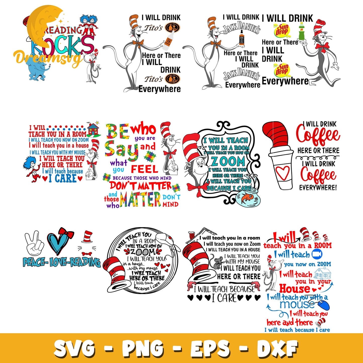 Dr seuss Cat in the Hat SVG Bundle