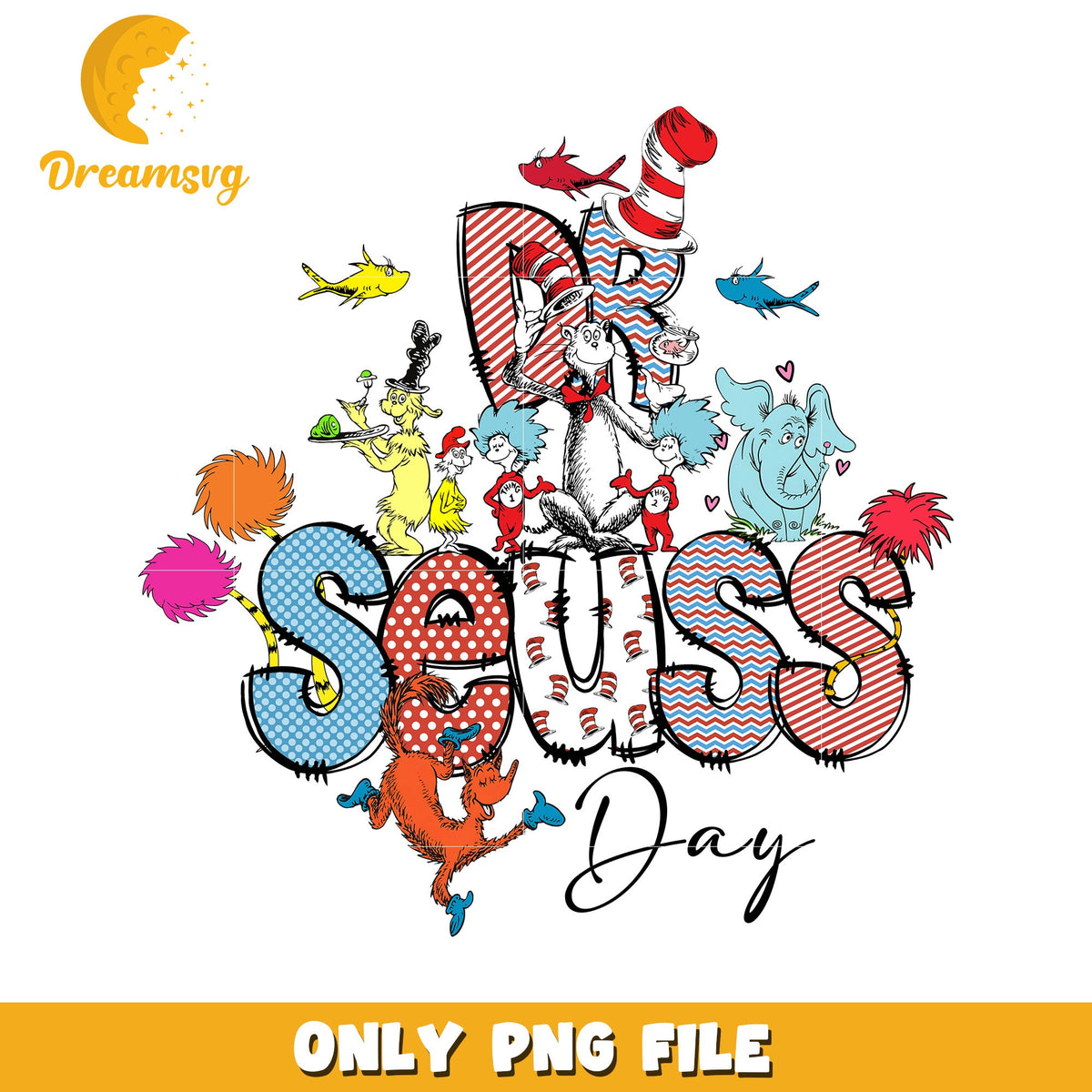 Dr seuss day font design png, dr seuss characters png, cartoon png