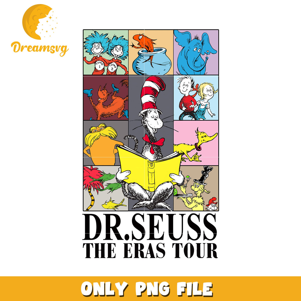 Dr seuss the eras tour png, dr seuss png, reading book png