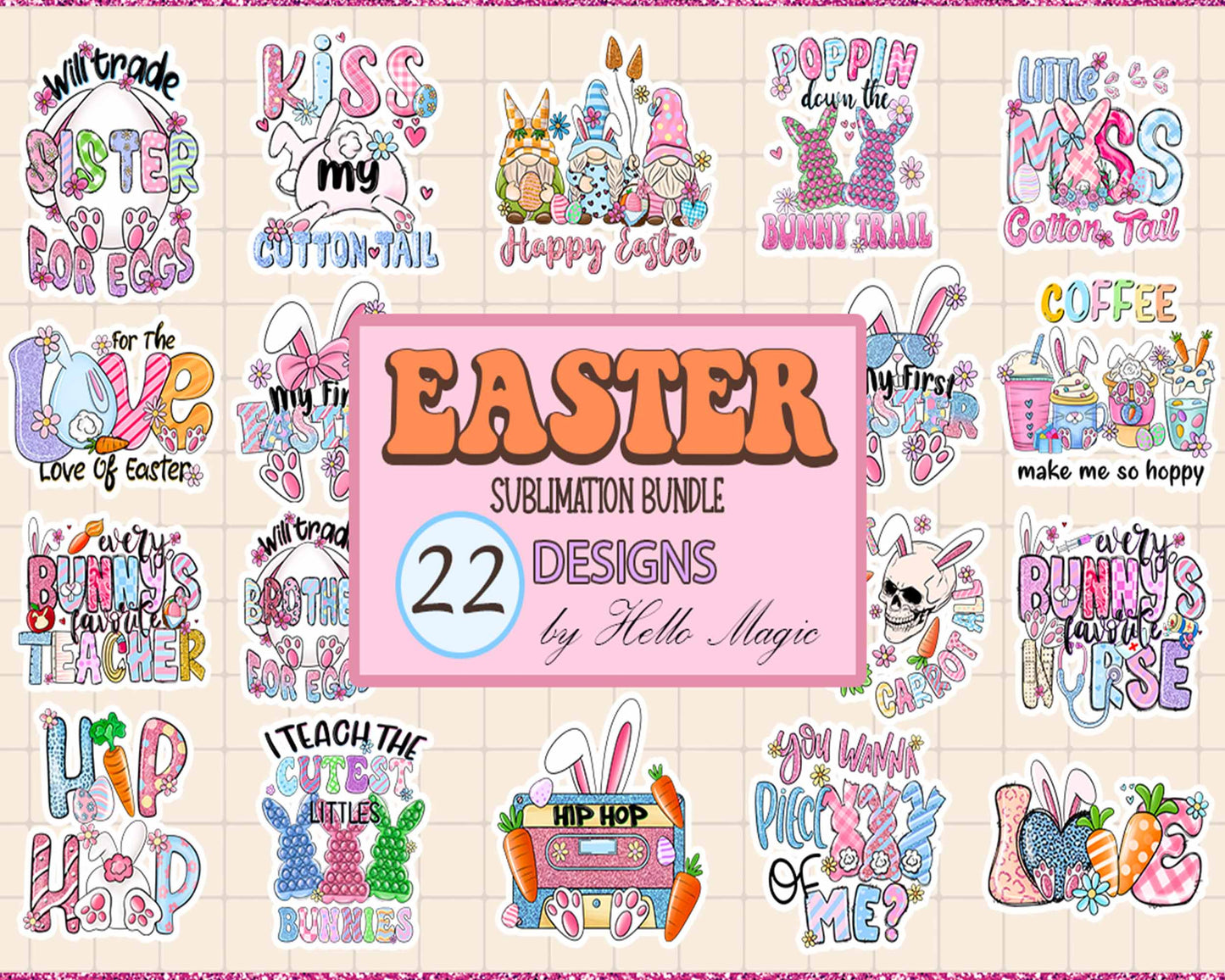 Version 2 - 22 Easter PNG, Easter bundle, Easter eggs png, Funny Easter png, Easter sublimation