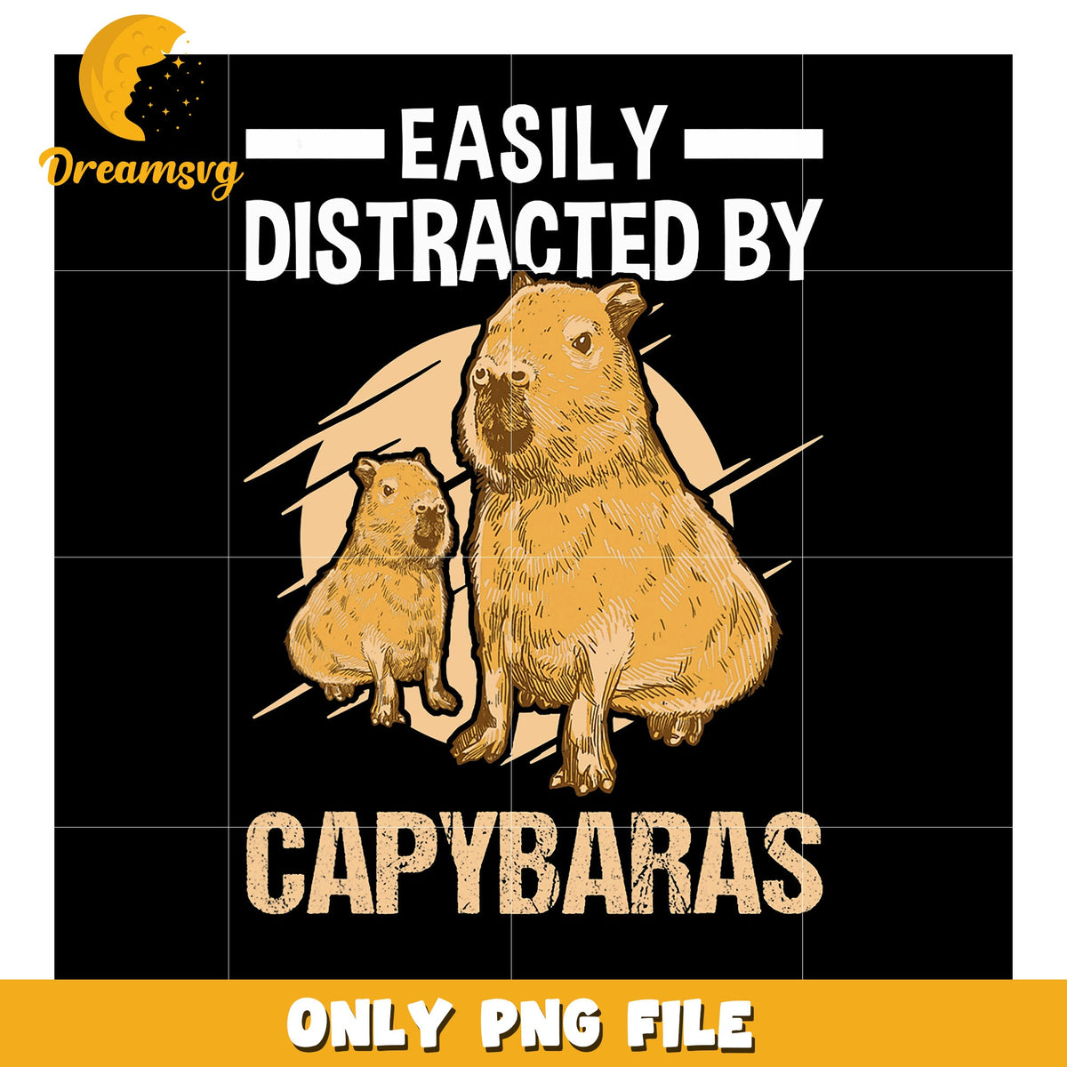 Easily Distracted by Capybaras PNG Design