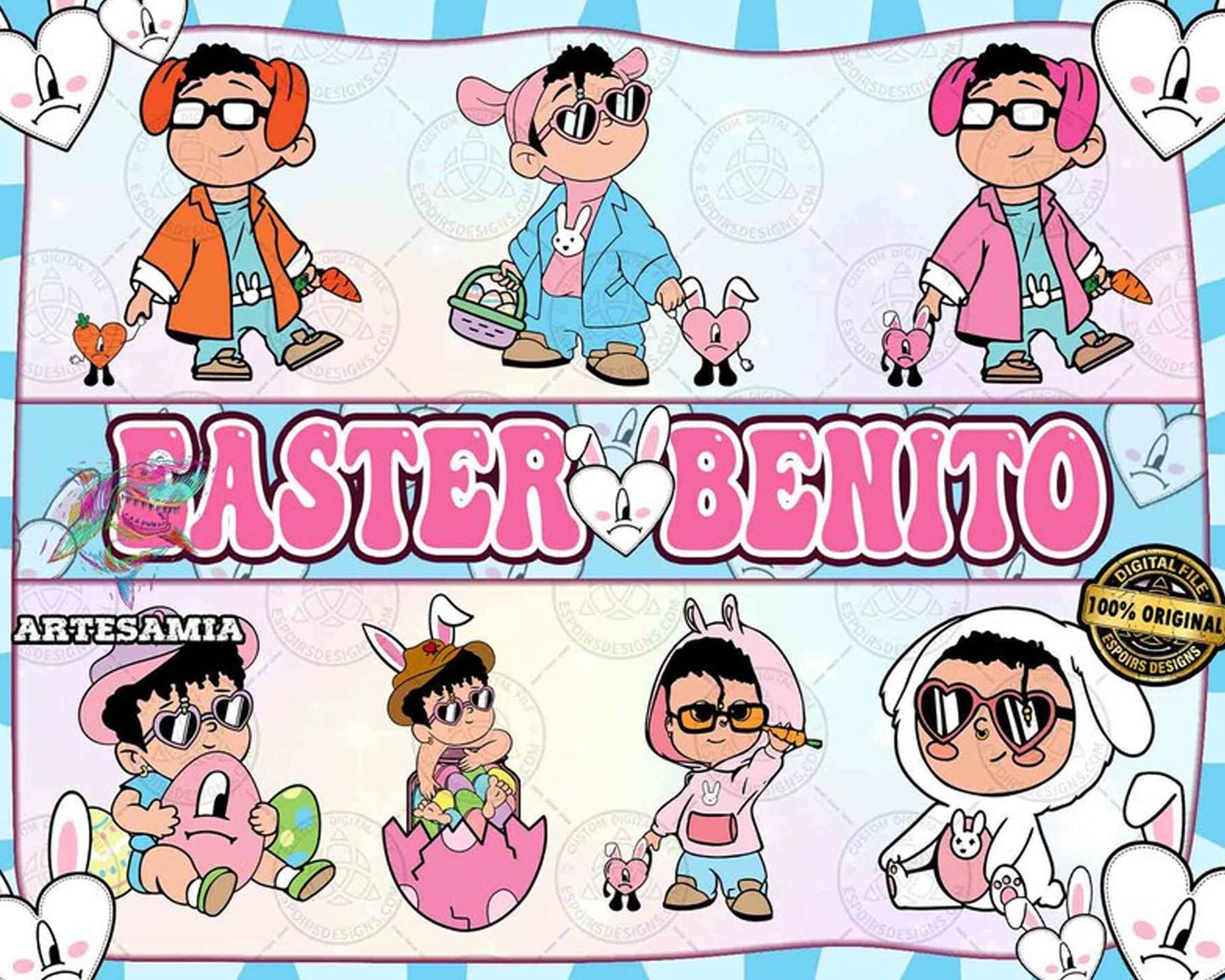 Updated Easter Day Bad Bunny Png Bundle, Bad Bunny png, Easter Png, Easter Benito Png, Un Pascua Sin Ti , Instant Download