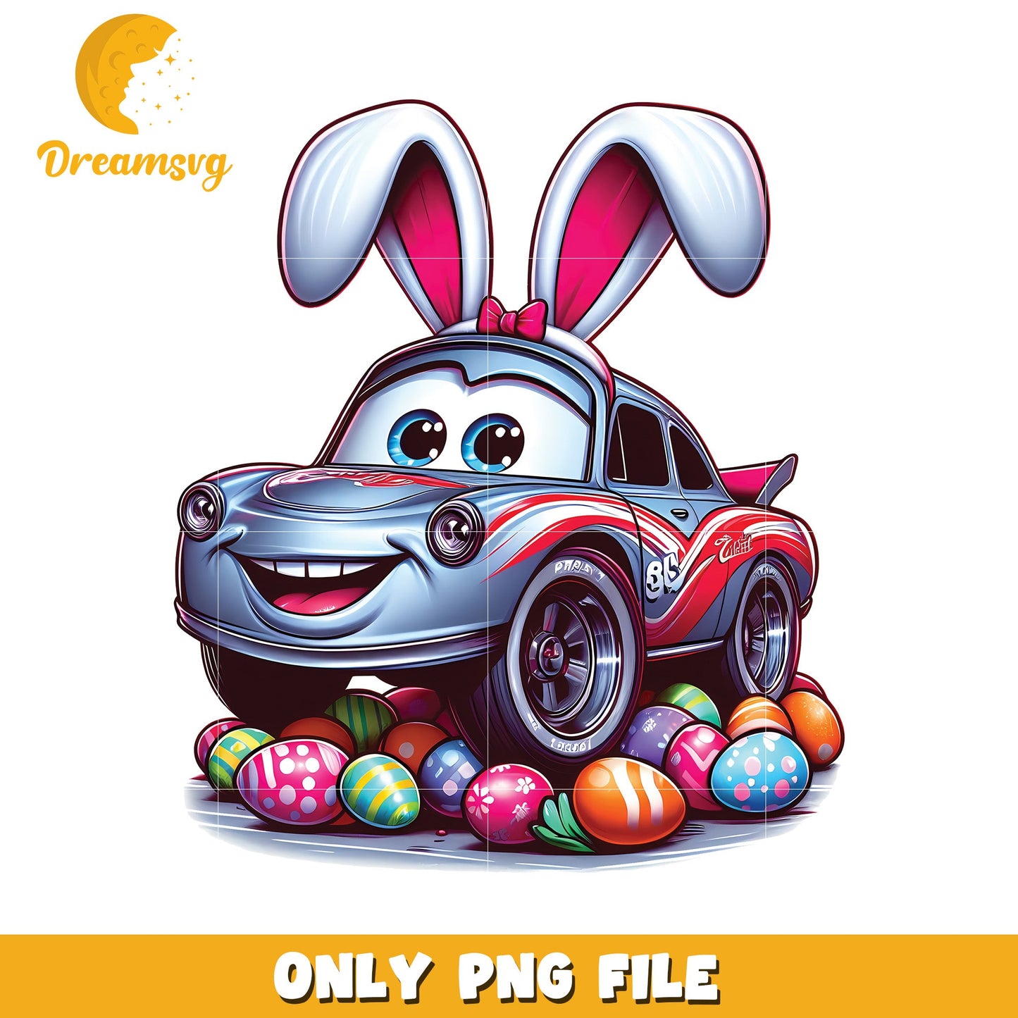 Easter Bunny Car PNG Cute Cartoon Racing Vehicle