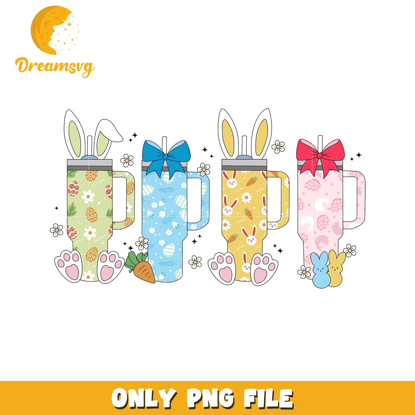 Easter Bunny Tumblers PNG Cute Spring Designs