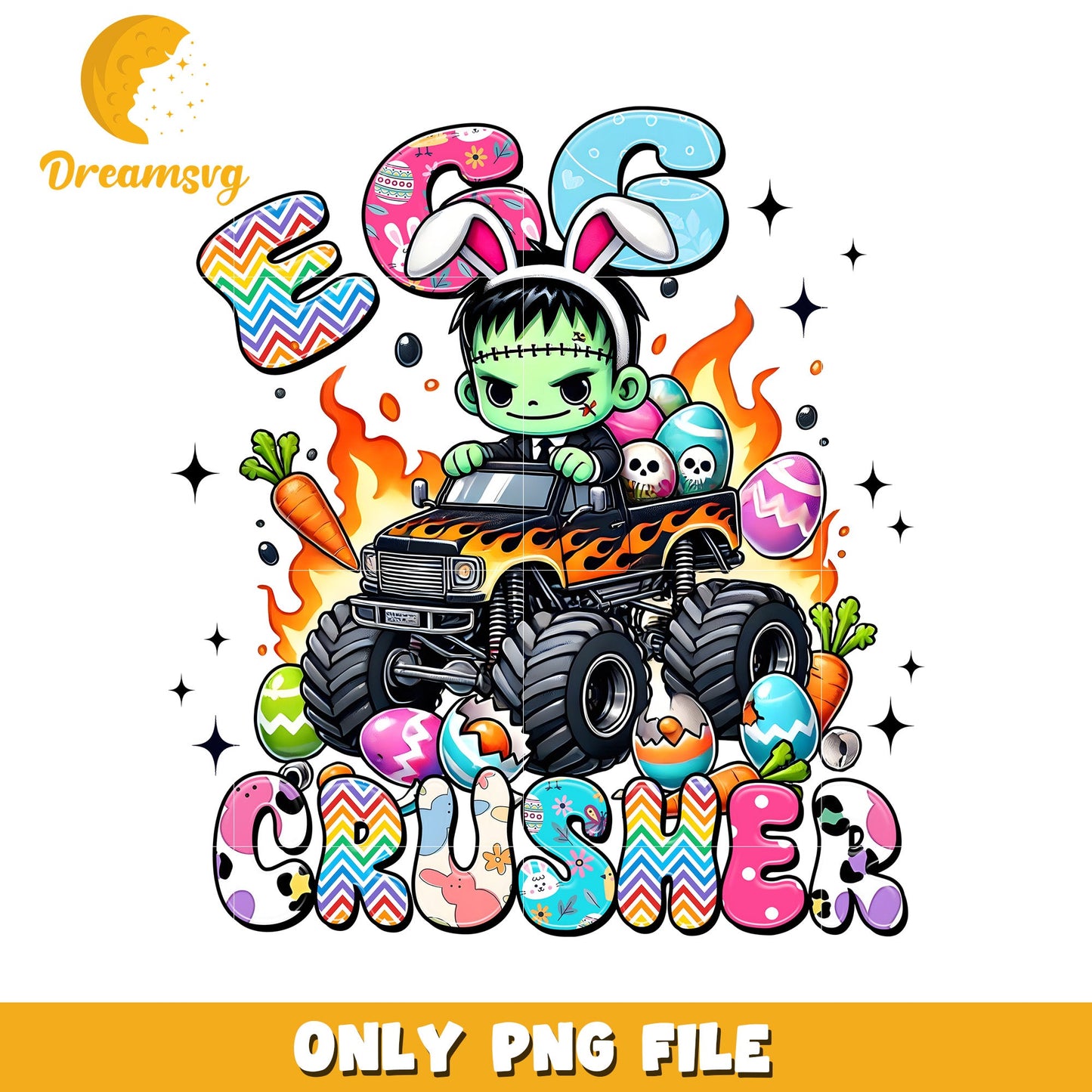 Easter Egg Crusher Monster Truck PNG Graphic Design