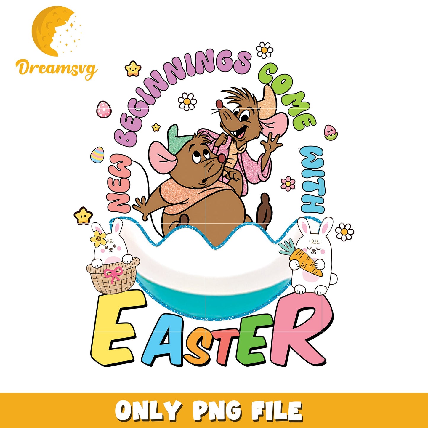Easter PNG New Beginnings with Disney Mice