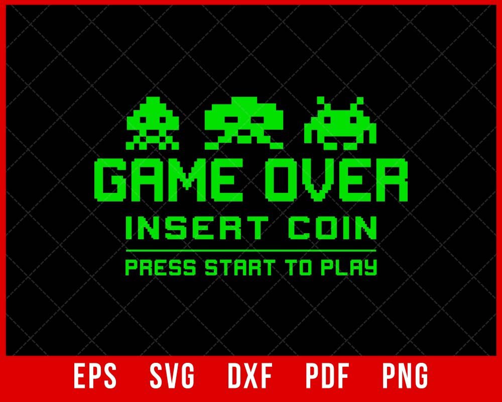 Classic Alien Invader Space Monster Video Game T-Shirt Design Games SVG Cutting File Digital Download