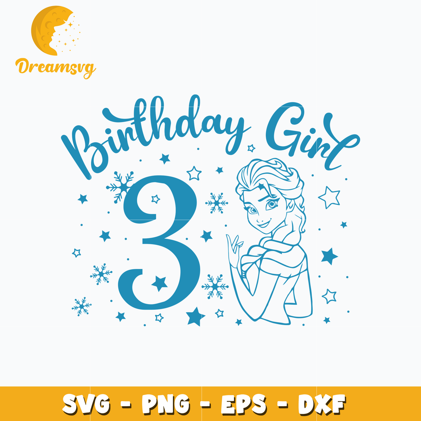 Disney princess elsa 3rd birthday girl svg