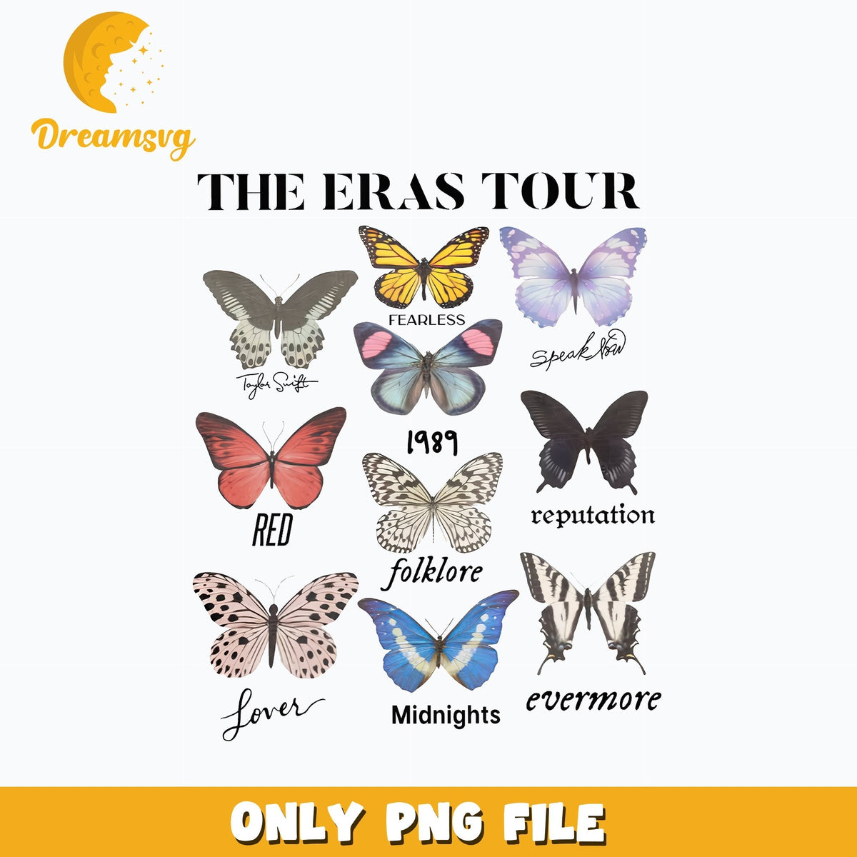 Eras tour butterfly albums png, the eras tour 2023 png, eras list song png