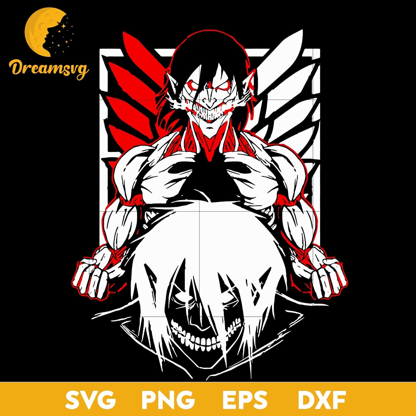 Eren Svg, Attack On Titan Svg, file for cricut, Anime svg, png, eps, dxf digital download