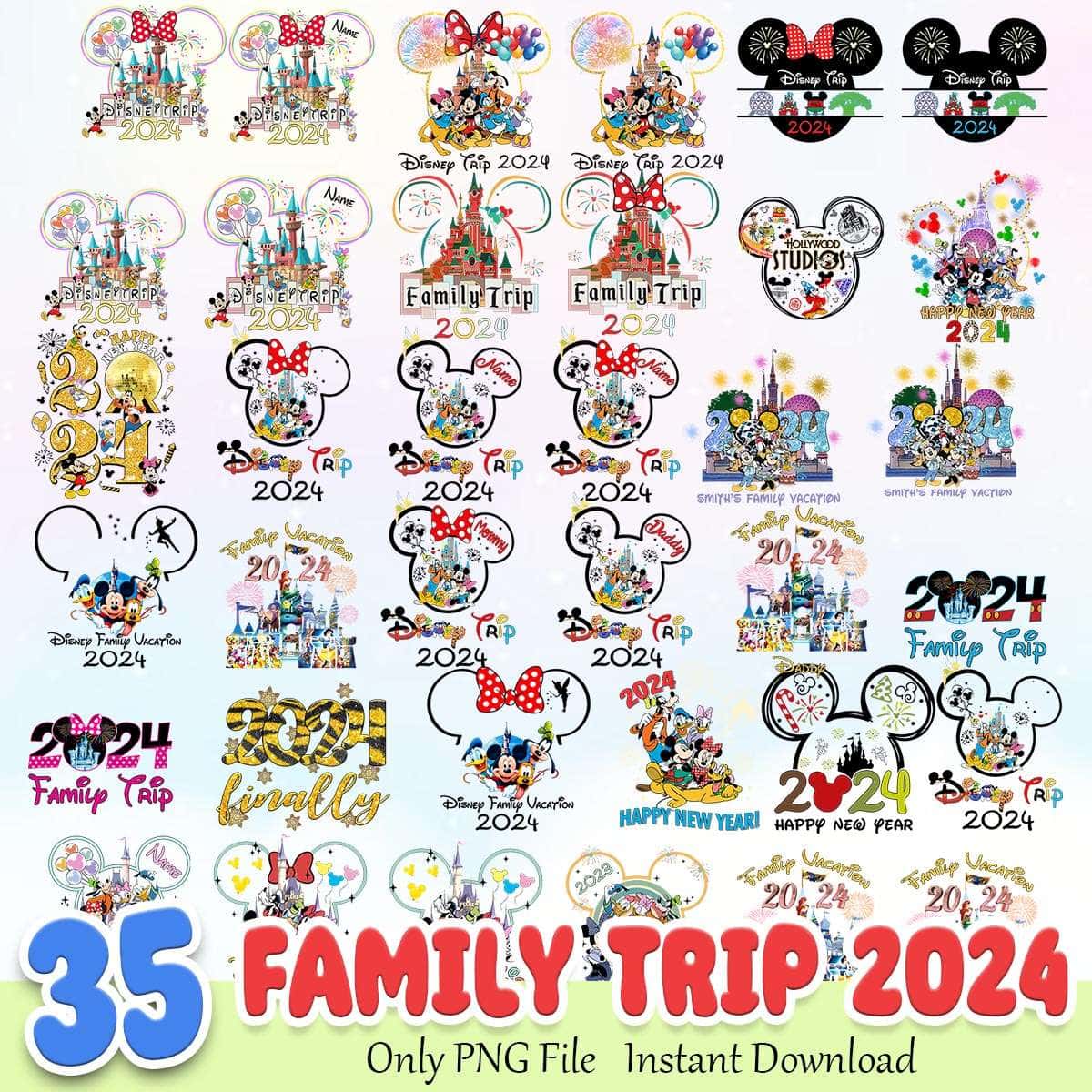 Family Trip 2024 Bundle PNG 35+ Disney Vacation PNG Instant Download