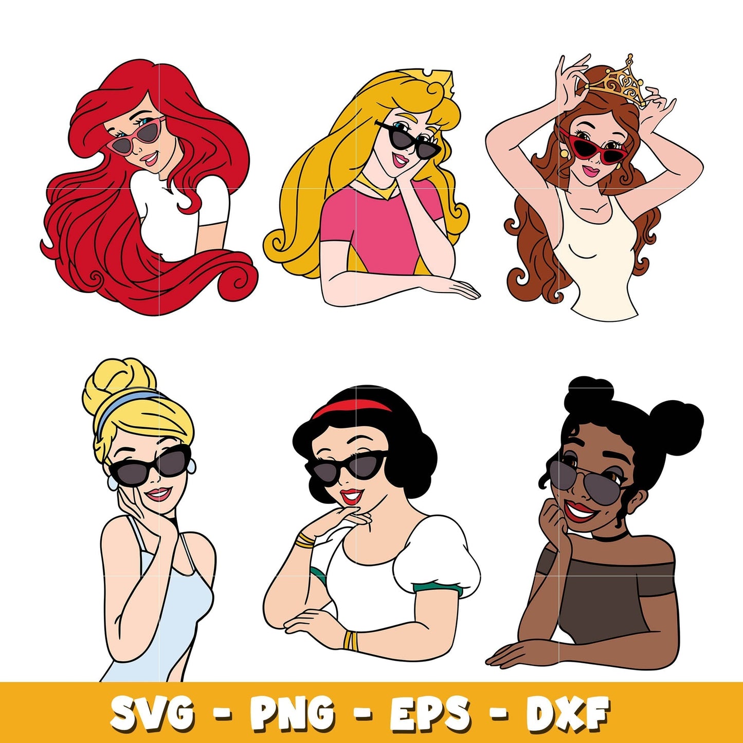 Disney Princess glasses bundle svg, Disney cartoon svg, Digital download