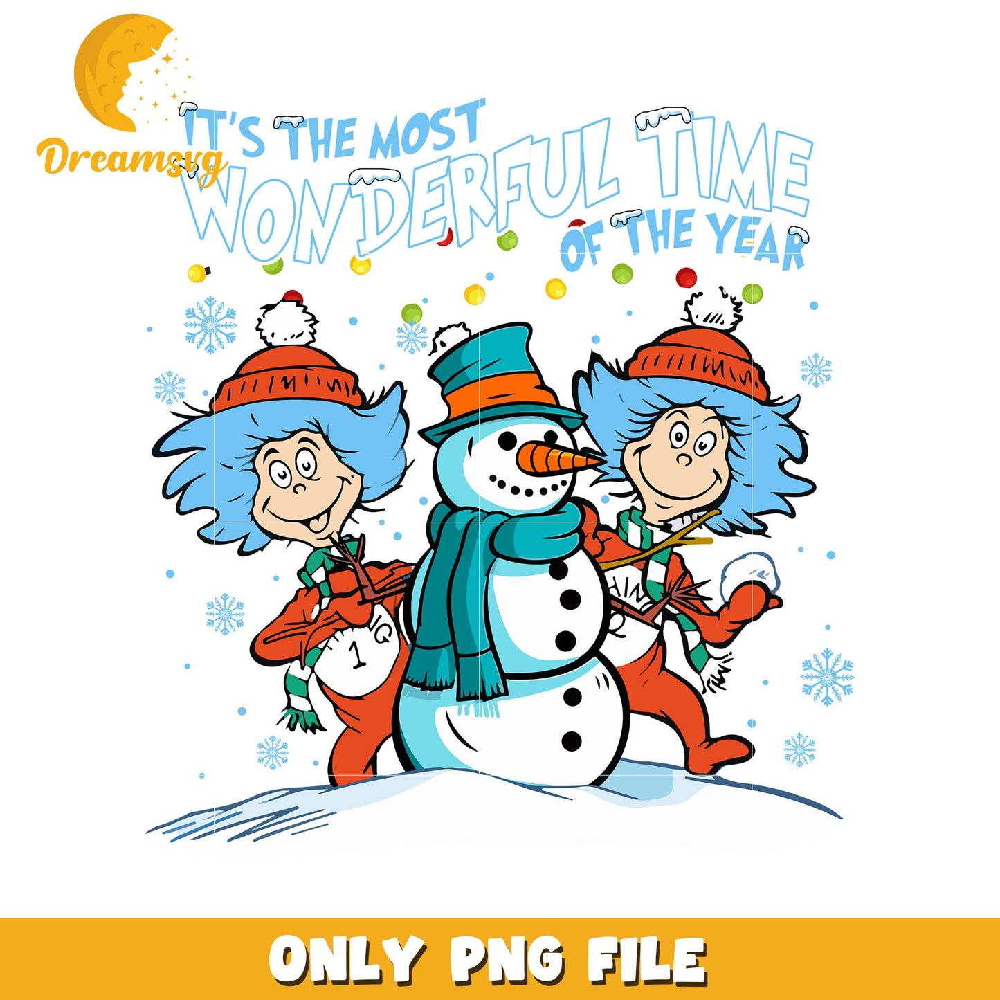 Festive Winter Fun with Snowman and Whimsical Characters PNG