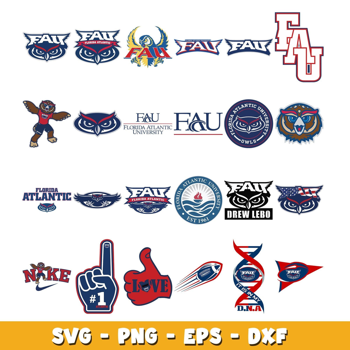 Florida Atlantic Owls Bundle svg, Florida Atlantic Owls logo svg, ncaa svg