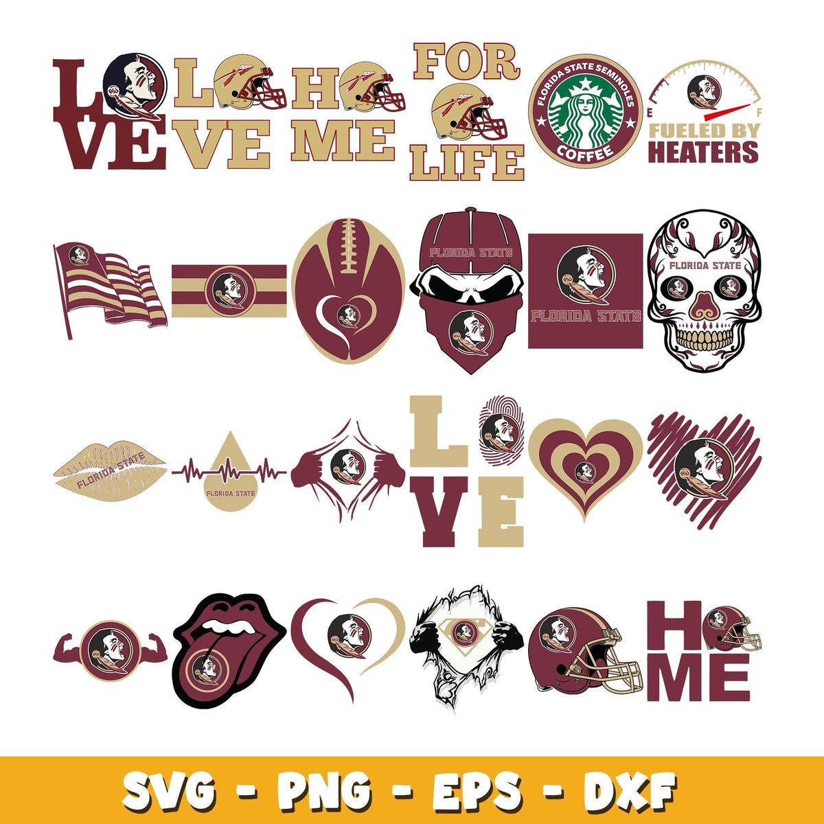 Love Florida State Seminoles Bundle svg, Florida State Seminoles logo svg, ncaa svg