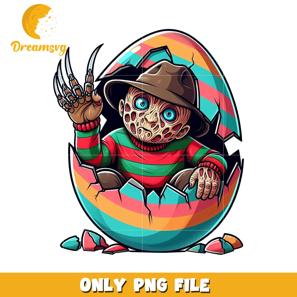 Freddy Krueger Easter Egg PNG for Halloween Decor Design
