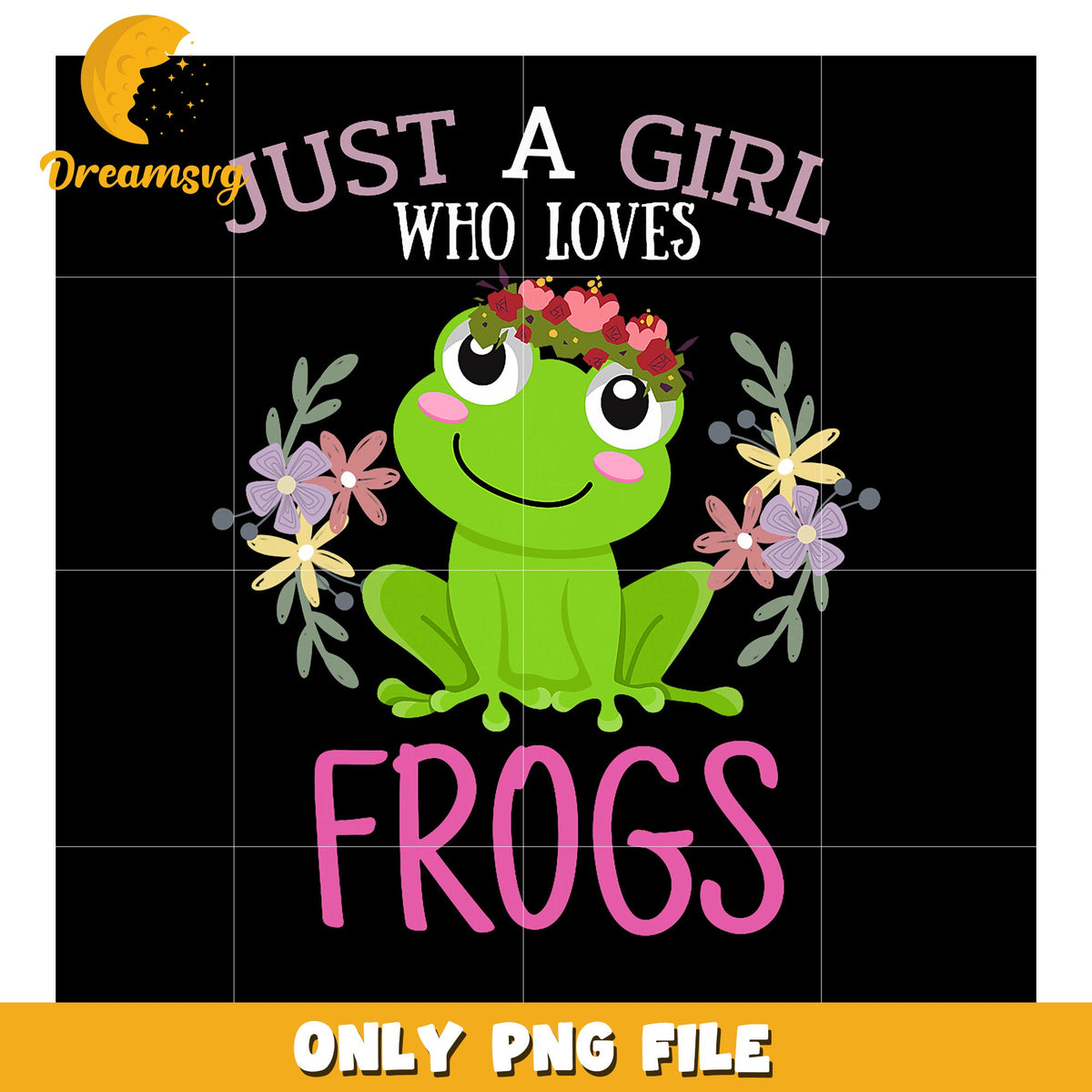 Frog Lover Girl PNG Design