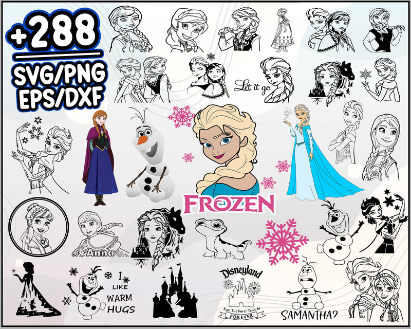 288+ Frozen SVG Bundle, Frozen Cricut Files, Frozen Vector Cliparts, Frozen Outline Svg, Cartoon svg, png, dxf, eps digital file