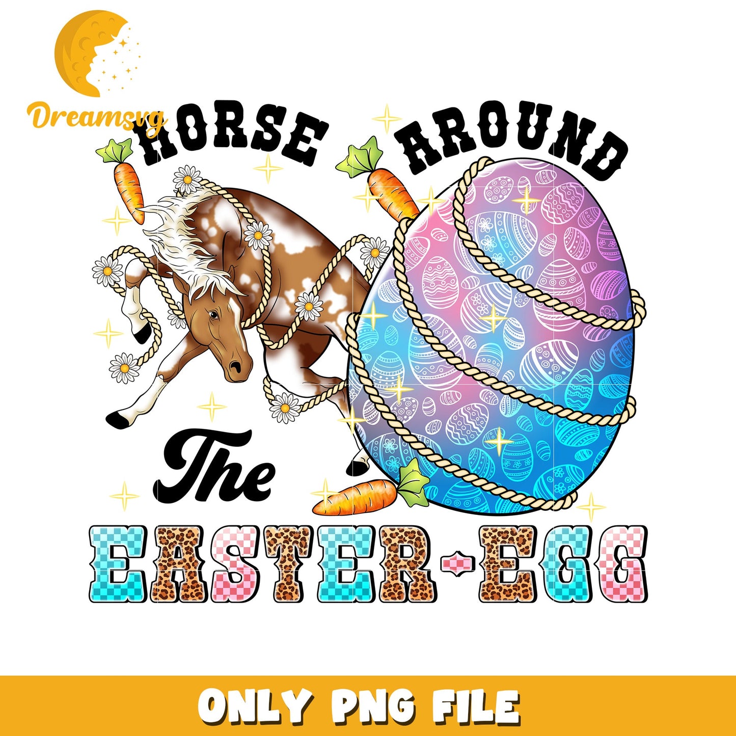 Fun Horse Around Easter Egg PNG Graphic for Celebrations