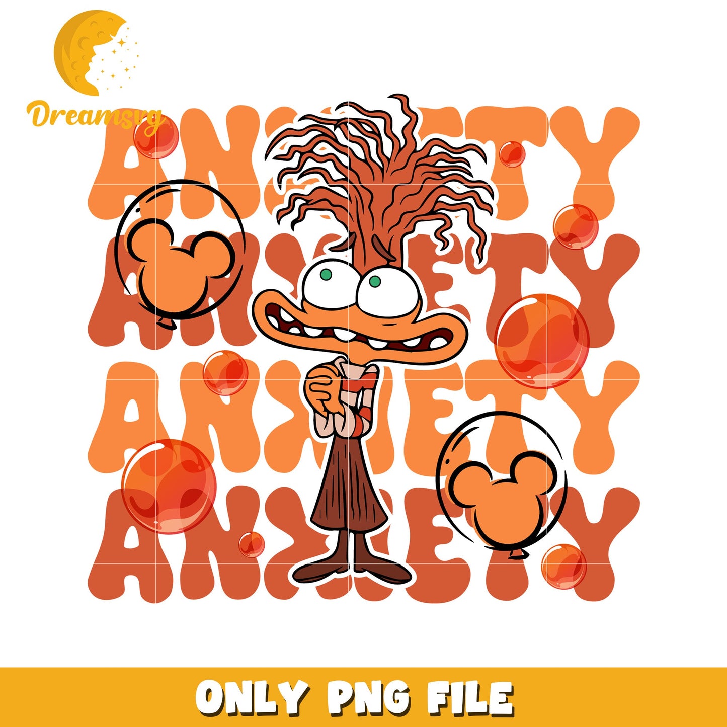 Funny Cartoon Anxiety PNG File for Stress Relief Art