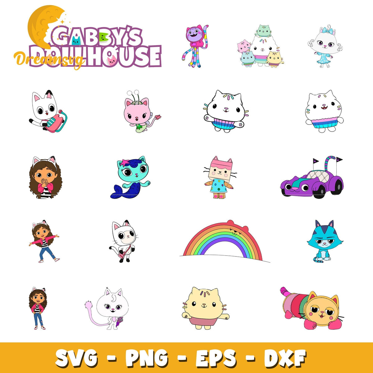 Members gabby's dollhouse bundle svg, gabby's dollhouse characters svg