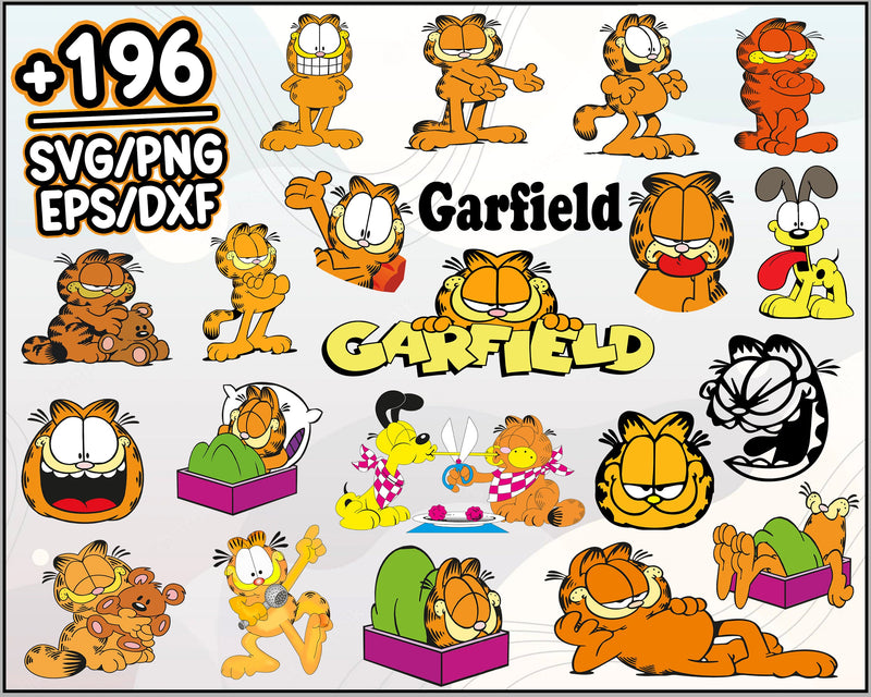 196+  Garfield Bundle Svg, Garfield Svg, Odie svg, Garfield png, Beagle Dog, Garfield Cricut, Silhouette, Cut File, Cartoon svg, png, dxf, eps digital file