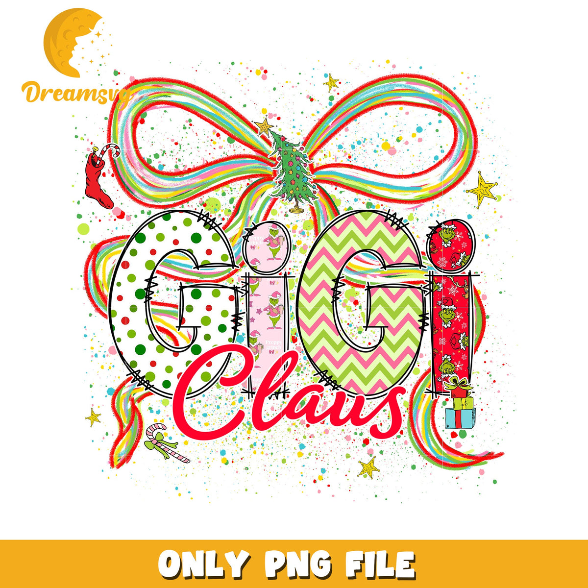 Gigi bowtie png, christmas lights png, christmas music png